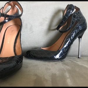 Kurt Geiger London black patent leather croc pumps